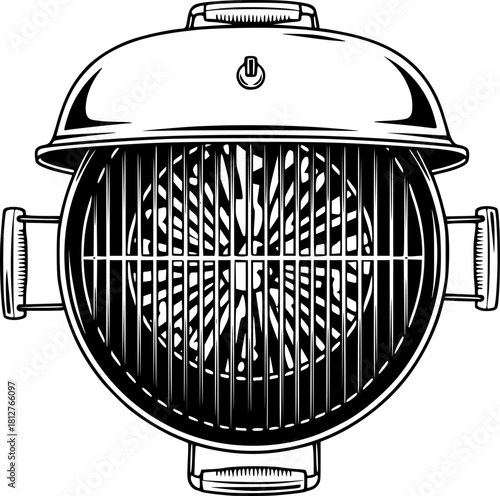 vector top view of bbq grill	