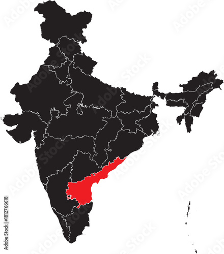 Andhra Pradesh State on Map of India Vector Editable