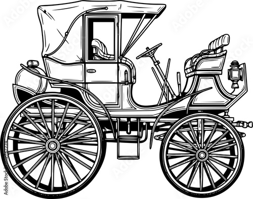 19th-century spider car with rear seats	
