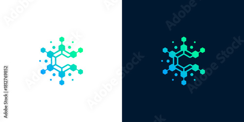 Abstract Molecular Structure 'C' Logo Design Featuring Gradient Colors and Connected Dots Representing Connectivity and Science