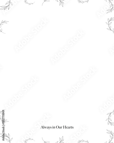 frame with floral elements for funeral. white background