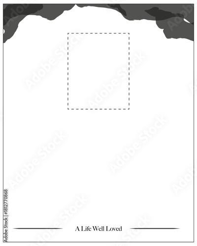 funeral card with white background and photo page