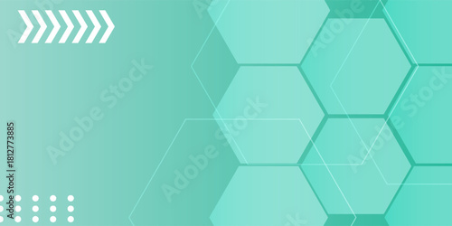 Abstract mint green color with hexagon pattern background looks like honeycomb. Modern hexagon graphic design.