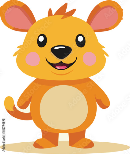 Adorable cartoon mouse character with big ears and cheerful face, cute orange animal vector illustration for kids
