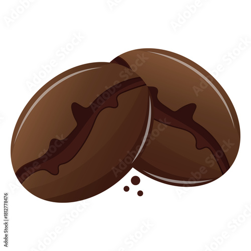 vector icon of roasted brown coffee beans with beautiful gradient, for food design, branding and packaging