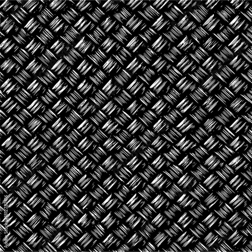 Detailed monochrome weaving pattern with intricate textured strands and diagonal orientation design element