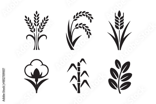 Collection of agricultural crop icons and symbols