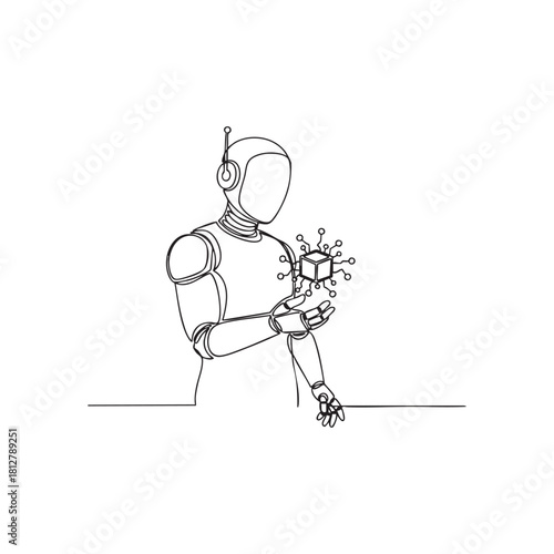 Minimalist Black and White AI Circuit Brain Vector Icon for Technology and Machine Learning