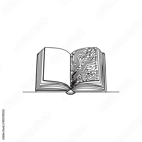 Black and White AI Circuit Brain Vector Icon Clean Minimal Technology Concept for Machine Learning and Data Visualization