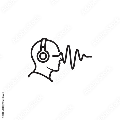 Minimal black and white AI brain circuit icon vector for technology and machine learning designs