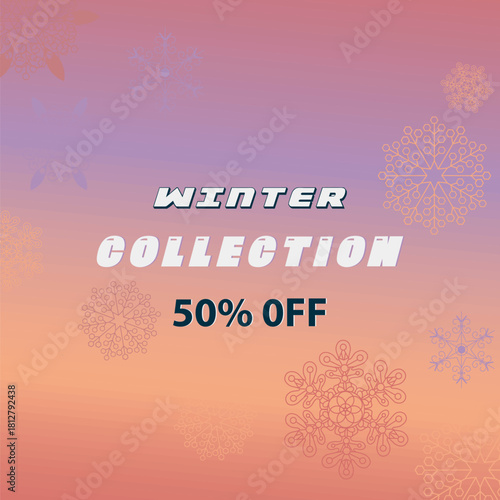 Design template for social media advertising posts, specially designed for winter fashion sales with a winter theme.