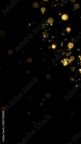 Bright flying sparks of particles spinning. Holiday Christmas comet. Glitter particles trail
