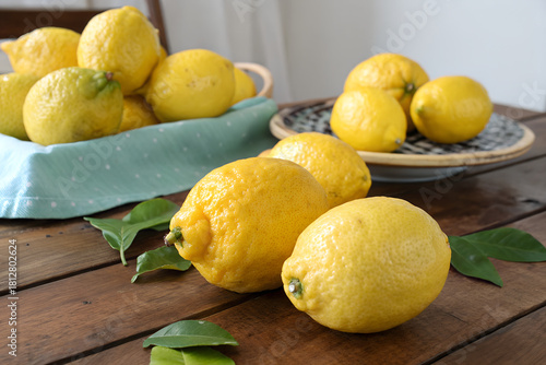 lemons on a wooden background