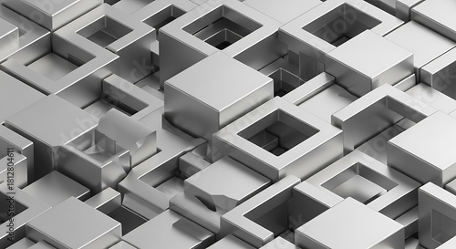 Fototapeta Naklejka Na Ścianę i Meble -  Interlocking Metallic Structures Forming an Abstract Conceptual Architectural Design