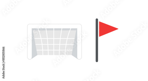 Soccer Goal and Corner Flag Icon Set.