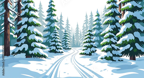 Winter Wonderland: A Snow-Covered Forest Path Beckons with Serenity.