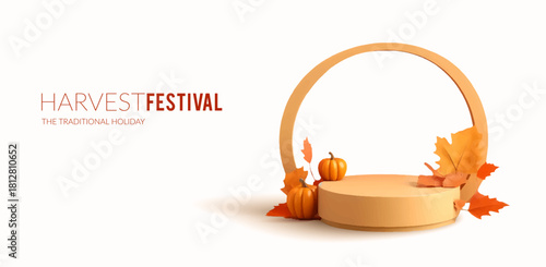 Autumn advertising banner with product showcase