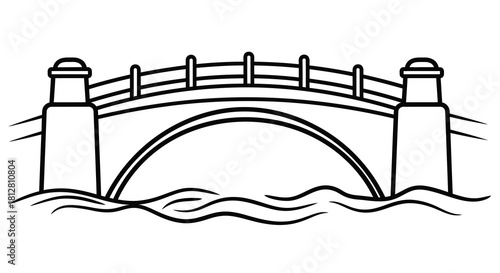 Elegant linear bridge design with wavy water elements