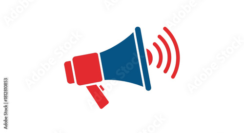 Vibrant megaphone with sound waves for communication and marketing design