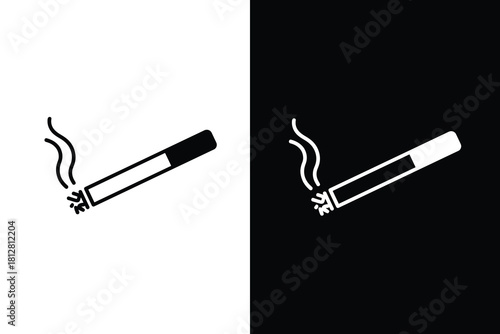Minimal smoking cigarette icon vector for warning and signage use