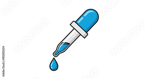 Colorful dropper with blue liquid for medical and scientific use