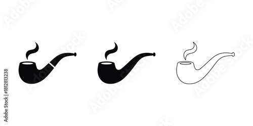 Vector smoking pipe variations icon on clean background