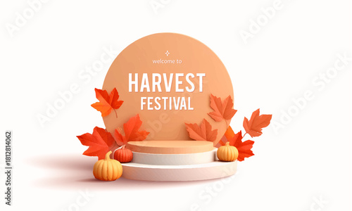 Autumn advertising banner with product showcase