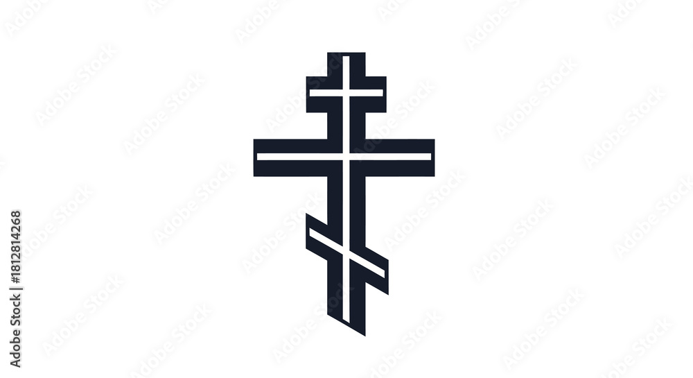 Obraz premium Minimalist russian orthodox cross design on white background