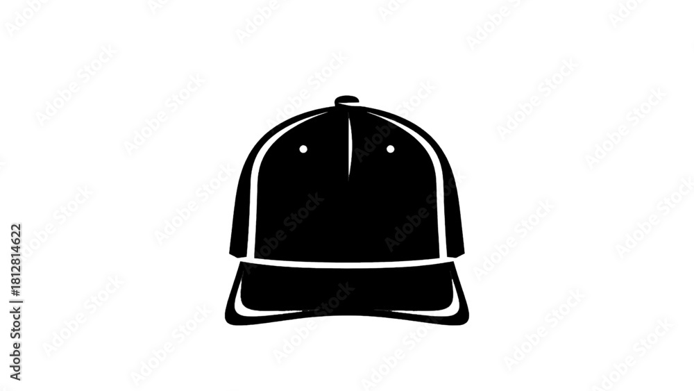 Fototapeta premium Vector illustration&nbsp;of black and white simple icon or silhouette of a baseball cap isolated on transparent background 