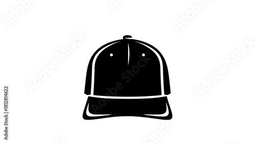 Vector illustration of black and white simple icon or silhouette of a baseball cap isolated on transparent background 