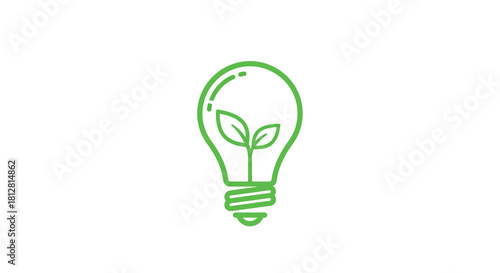 Eco-friendly lightbulb with green leaves icon