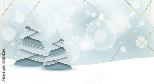 Winter Wonderland A serene illustration featuring snow-covered trees and a delicate bokeh background for the holiday season