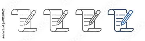 
outline icon sheet script with pencil and paper design