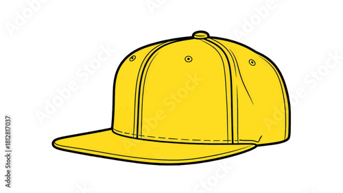 Vector illustration of yellow flat brim snapback baseball cap illustration isolated on transparent background