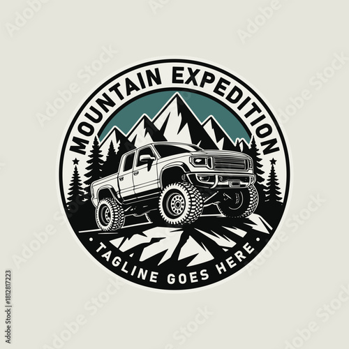 SUV car vehicle double cabin truck, expedition logo template.