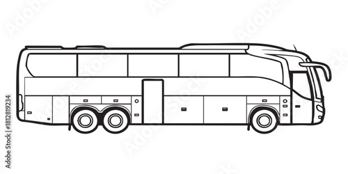 Tour bus coach outline icon vector