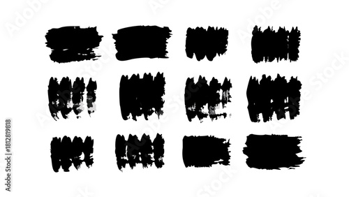 Black brush strokes vector set grunge paint brushes collection artistic design element texture background