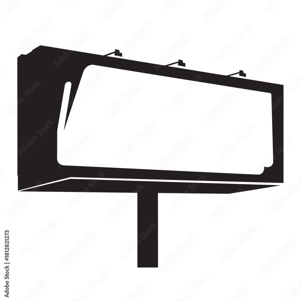 Obraz premium Set of blank advertising billboards or hoardings in black silhouette icons, providing copy space for marketing, commercial promotion, city advertising, outdoor media, and urban communication concepts.