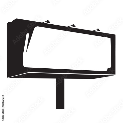 Set of blank advertising billboards or hoardings in black silhouette icons, providing copy space for marketing, commercial promotion, city advertising, outdoor media, and urban communication concepts.