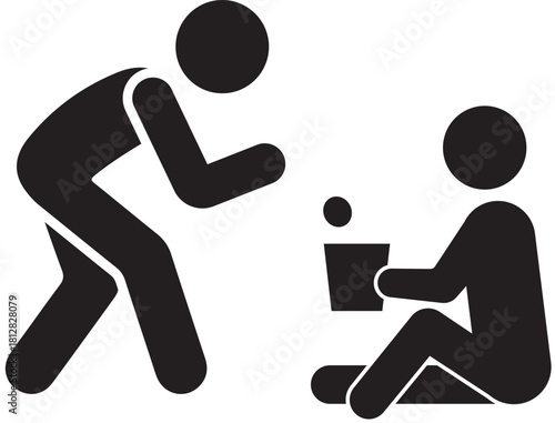 Charity concept icon, helping a person in need