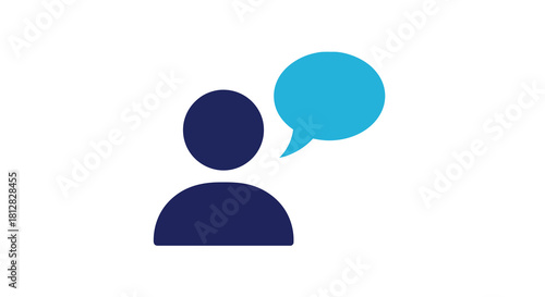 Minimalistic profile icon with speech bubble on white background