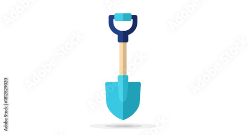 Simple flat garden shovel icon on white background for gardening tools