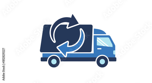 Blue recycling truck with arrows symbolizing eco-friendly transport