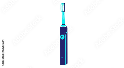 Modern electric toothbrush design in blue and white minimalist style