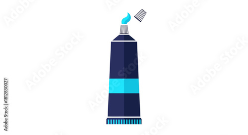 Minimalist toothpaste tube with cap in flat design on white background