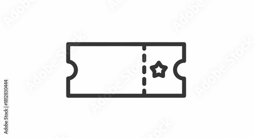 Simple ticket icon with star cutout in linear design for event passes