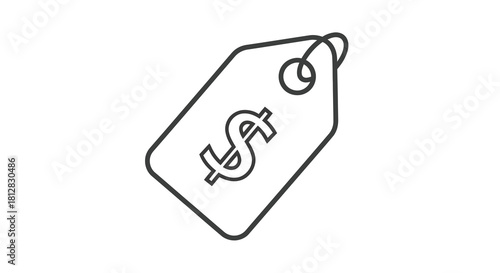 Simple linear price tag with dollar symbol for retail and e-commerce d