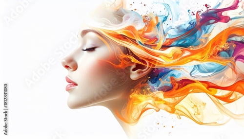 Woman and Colorful Smoke.