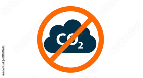 No carbon emissions concept with prohibition sign and co2 cloud graphi