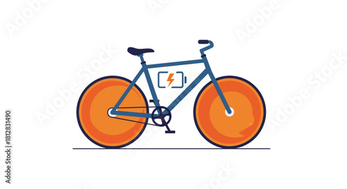 Minimalist electric bicycle with charging symbol and bold wheels